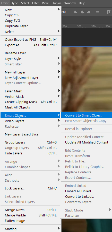 Convert to smart object