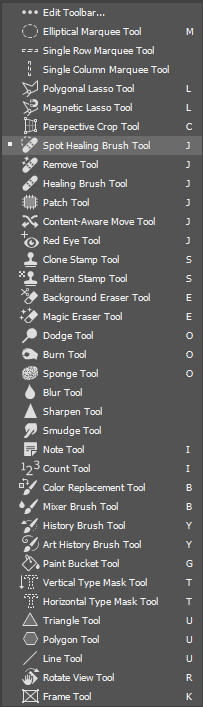 Select the Spot Healing Brush